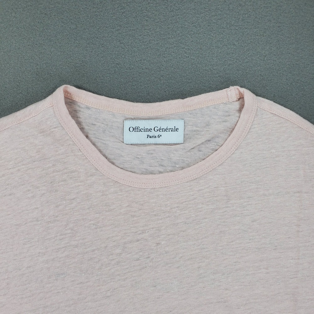 Officine Generale T-Shirt Women L Pink S/Sleeve Slub Oversized Crew Neck Basic - Picture 2 of 5